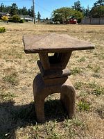 Front angle of assembled concrete pagoda on lawn