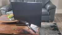 Front view of Samsung curved monitor on stand