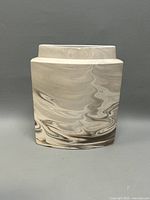 Front view of the Rosenthal Studio Line Queensberry vase showing marbled matte finish with beige and brown swirls.