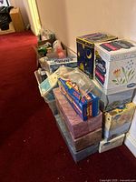 Stack of Scotties tissue boxes and Dove soap visible