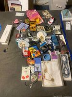 Overall view of costume jewelry spread on table