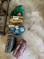 All four bowling ball bags with visible red marble ball and blue marble ball