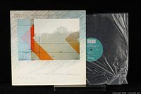 The vinyl record partially pulled out and visible inside its protective plastic sleeve, next to the album cover.
