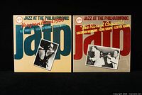 Front covers of two jazz vinyl LPs from the 'Jazz at the Philharmonic' series on Verve label.
