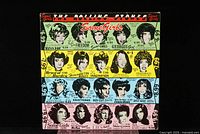 Front cover of 'Some Girls' album showing distinctive colorful grid with cut-out faces