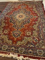 Full view of rug showing overall pattern and colours