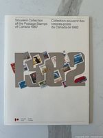 Front cover of the 1982 Souvenir Collection booklet showing the title and collage of Canadian stamps.