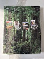 Front cover of the 1993 Canadian postage stamp souvenir collection booklet depicting a forest scene with stamped images and bilingual title.