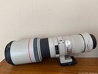 Side view of assembled 400mm lens with extender and tripod foot