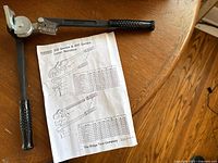 RIDGID lever bender hand tool with original instruction sheet detailing 300 & 400 series lever benders.