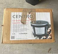 Retail box showing Centro Ice Bucket on Wheels product image and specifications