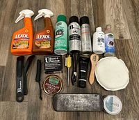 Full layout of all 17 shoe and leather care items