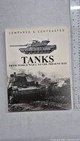 Front cover of the book showing the title and illustrations of tanks from World War I to present day.