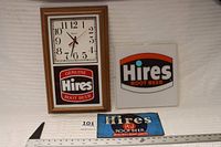 Group shot showing all three Hires Root Beer advertising pieces