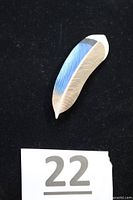 Front view of carved feather brooch