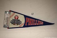 Full view of Philadelphia Phillies 2008 World Series Champions pennant with header card