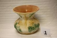 Full view of majolica spittoon front