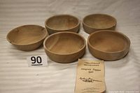 Five Myrtlewood bowls and pamphlet overview