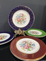 Front view showing colour variants and floral pattern