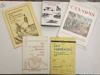 All five artillery-themed books laid out