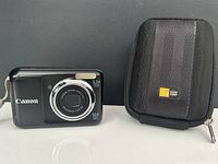 Front view of Canon PowerShot A800 and Case Logic pouch