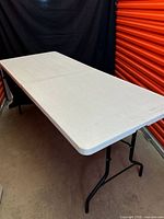 Full view rectangular folding table set up