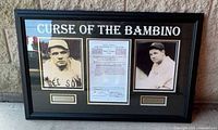 Full view of framed Babe Ruth memorabilia showing title, photos, contract copy and plaques