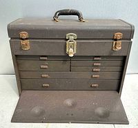 Kennedy model 520 toolbox open, seven drawers and drop front visible