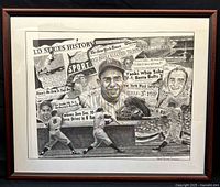 Full view of framed Yogi Berra lithograph