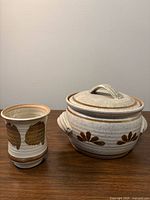 Lidded pot and cup front view