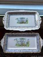 Two rectangular Royal Albert Silver Birch serving plates with handles