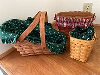 All three baskets grouped on surface