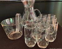 Full set: pitcher, ice bucket, eight tumblers