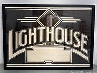 Front view of the framed vintage Lighthouse in concert poster with black and white design.