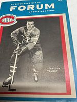 Cover of the 1965 Forum Sports Magazine featuring Jean-Guy Talbot in hockey gear.