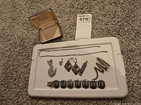 Full lot on tray showing all jewelry pieces and box