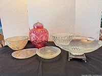 Group shot of all six glass and crystal pieces