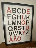Full view of framed alphabet poster
