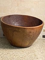 Full view of wooden bowl showing shape and size