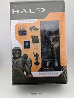 Front view of sealed halo infinite collector's box showing the packaging and some included contents listed