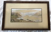 Framed landscape painting showing frame, mat and artwork