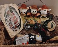 overview of all items inside wicker basket