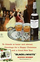 Full view of vintage Black & White Scotch Whisky Christmas advertisement
