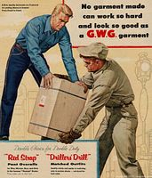 Front view of full advertisement showing headline, illustration and product copy