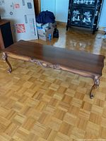 Full view of coffee table showing top and legs