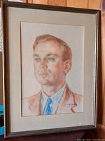 Full view of framed pencil portrait by C. Felkel