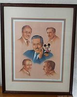 Full view of framed signed numbered Walt Disney print