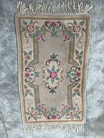 Full view of Regency wool rug showing entire design and fringe