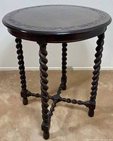 Full view of round barley twist side table