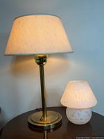 Both lamps lit on tabletop for size and function reference